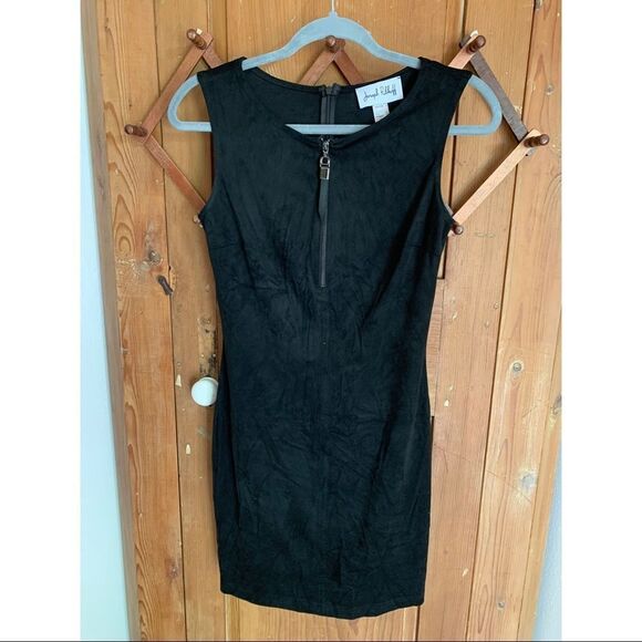 Joseph Ribkoff black suede sleeveless mini dress - Picture 1 of 7